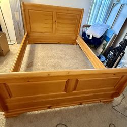 Solid Wood Queen Bed Frame and Armoire