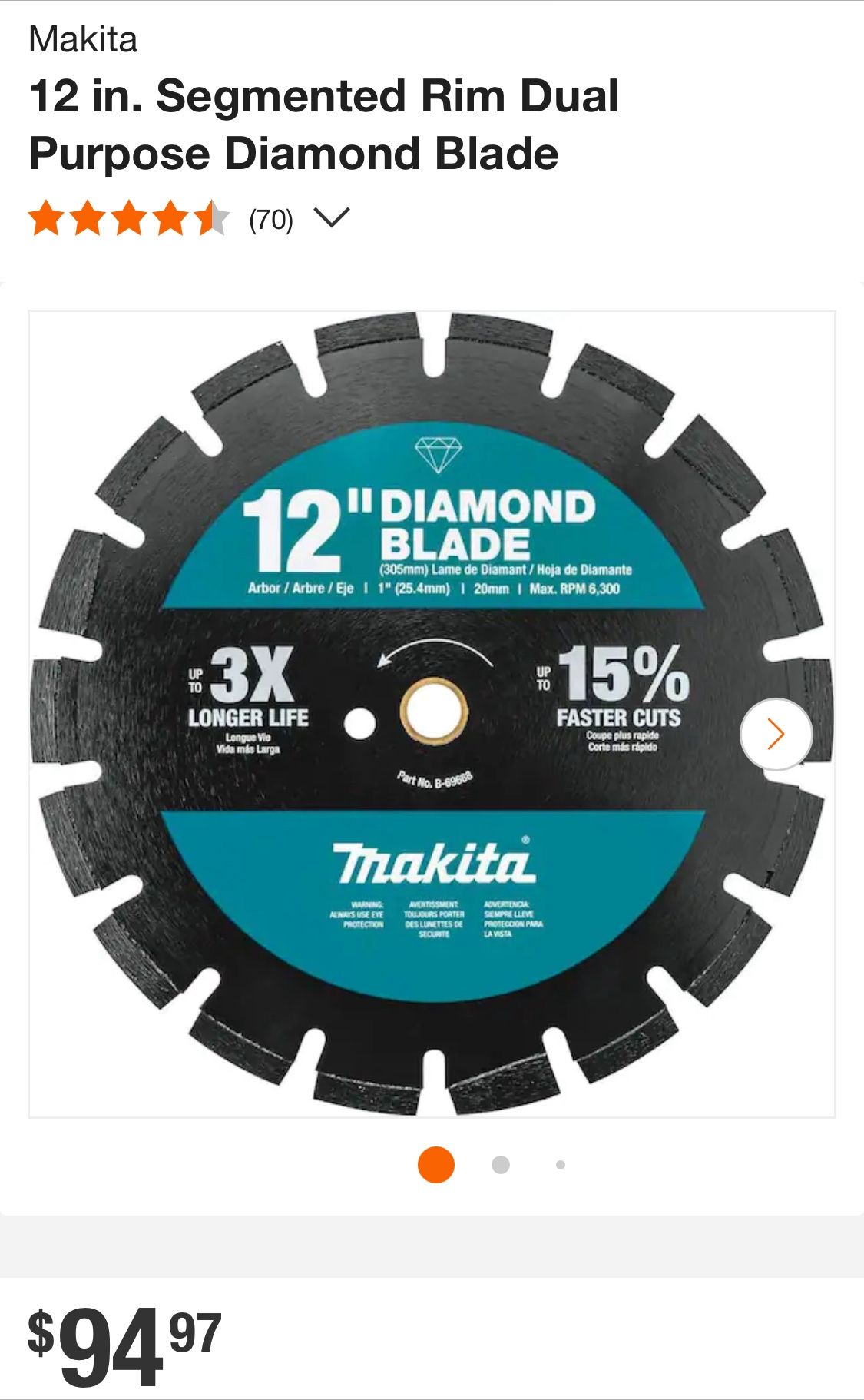 Makita 12 In Concrete /asphalt Blade