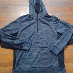 Spyder Men's Size Medium Half Zip Hoodie Grey Black Pull Over
