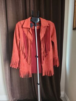 Red Suede Fringe Western Jacket medium