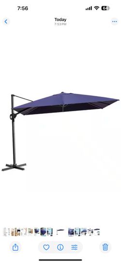 9 ft. x 12 ft. Heavy-Duty Frame Rectangular Cantilever Patio Umbrella in Navy Blue βοΈππ