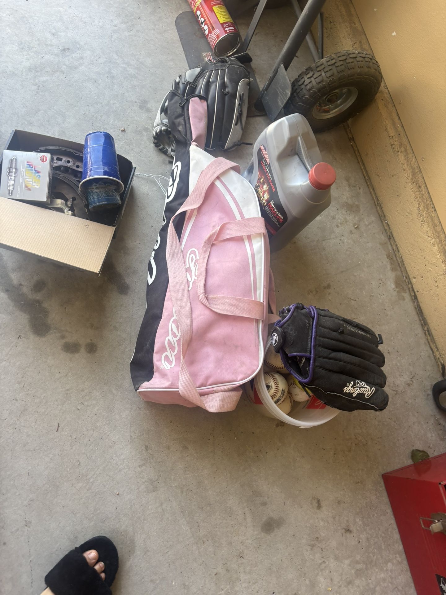 Baseball bat With Gloves And Balls