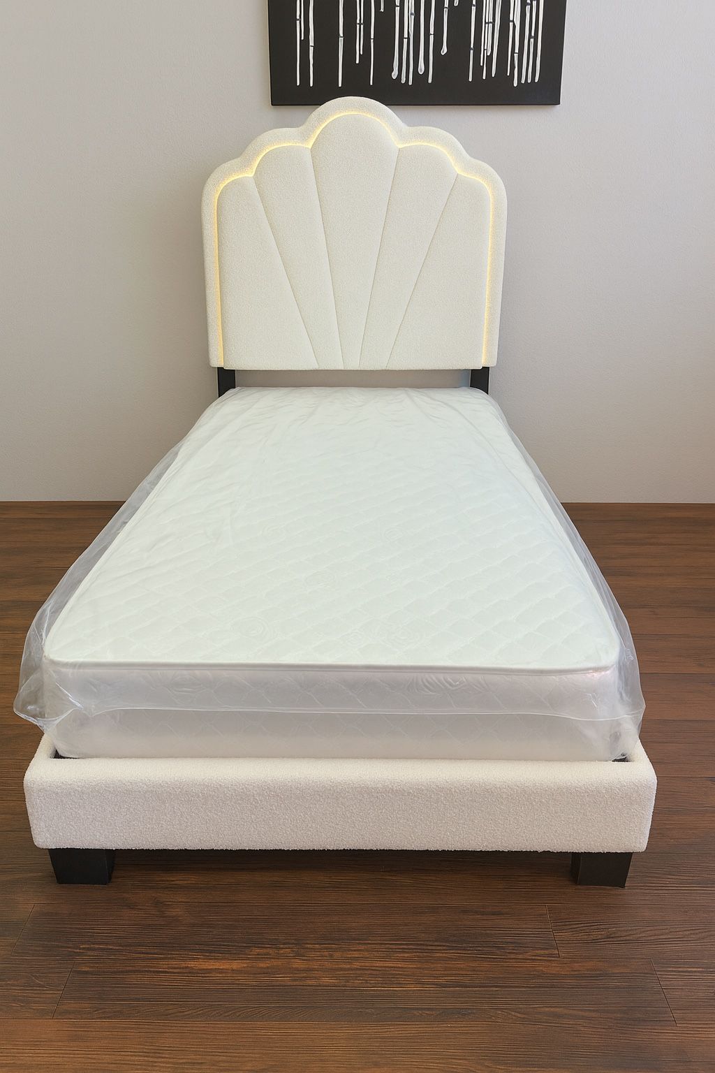 White Twin Size Bed Frame With LED