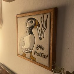 No Puffin Tile Art - No Smoking Sign