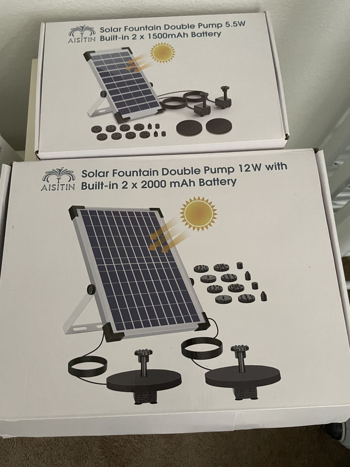 Two solar power fountains