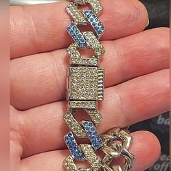 8" Hip Hop Zinc Alloy Cuban Prong Link Chain Necklace Bracelet Jewelry Gifts