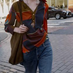 Brand New Multicolor ZARA lapel collar shirt Size S