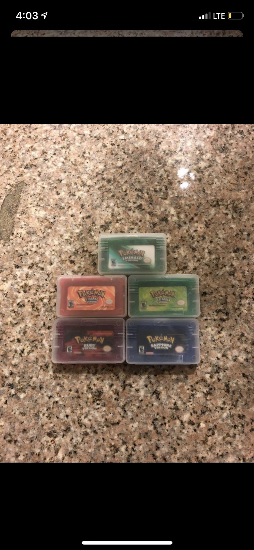 Full set of GBA Pokémon games. Reproduction