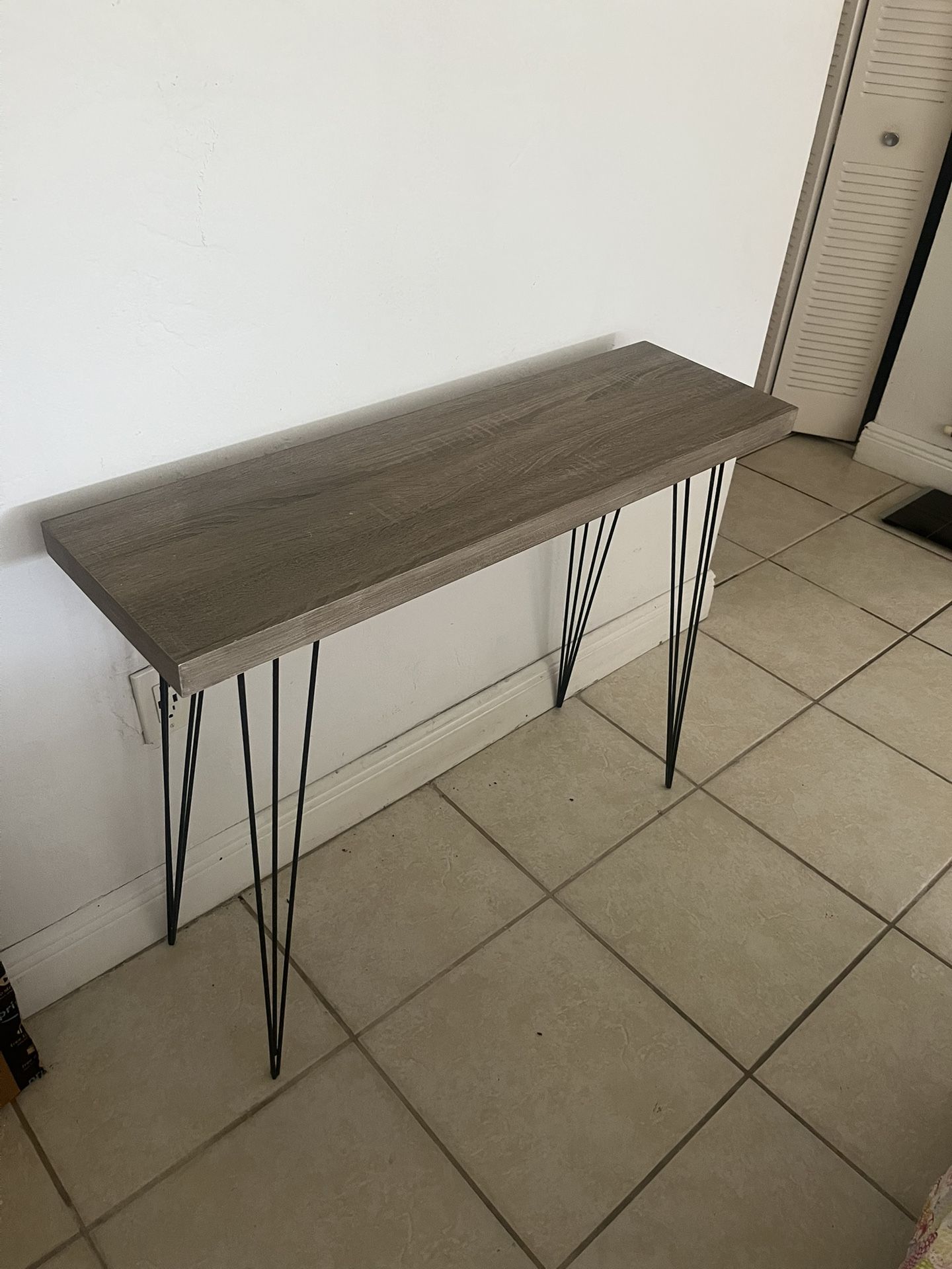 Grey Faux Wood Modern Console Table Chic