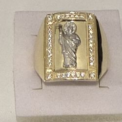 10kt Gold  Two Tone Saint Jude Ring 