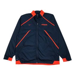 NIKE SYRACUSE ORANGE WINDBREAKER LARGE L MENS BLUE JACKET SWEATSHIRT ZIP VINTAGE