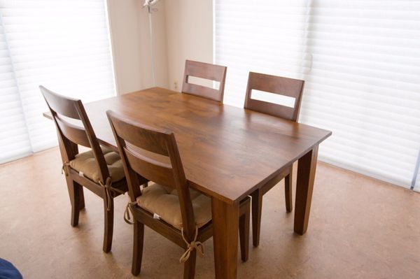 Crate Barrel Basque Honey 65 Dining Table And 4 Chairs For Barrel Basque Honey 65 Dining Table