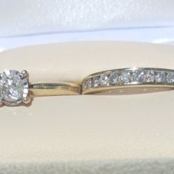 Ring Set Yellow 10k Gold Ring Set With Total Weight Of 1 Carat Of Diamonds 