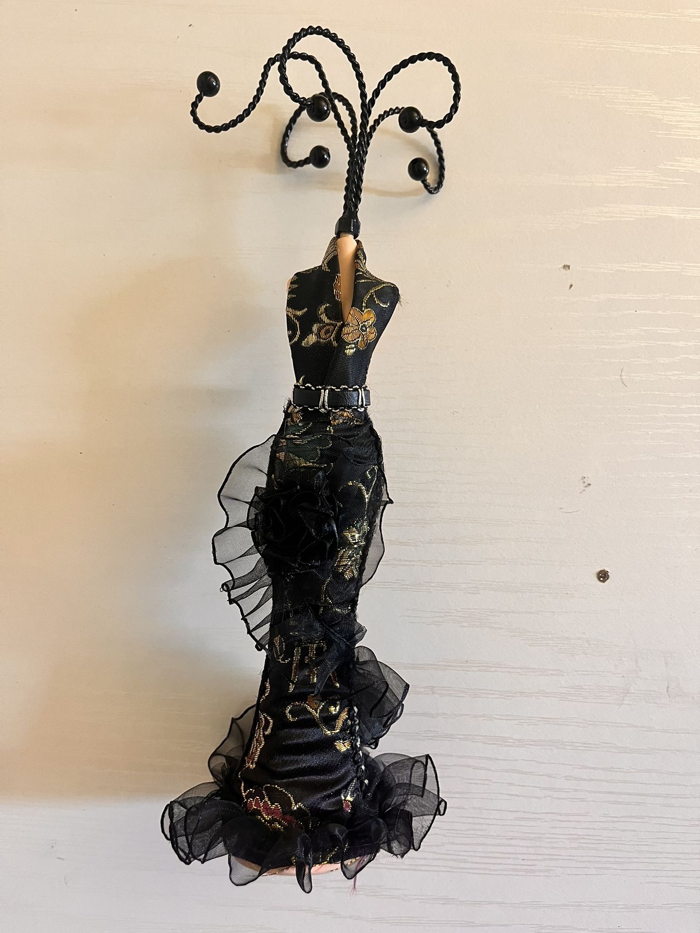 Resin Lady Dress Mannequin Jewelry Holder Display Stand 14 3/4" Black