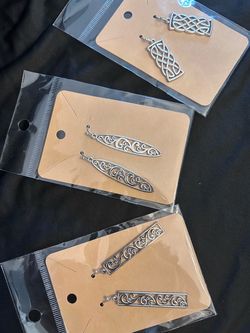 Silver Tone Drop Earrings Set of 3 Pairs