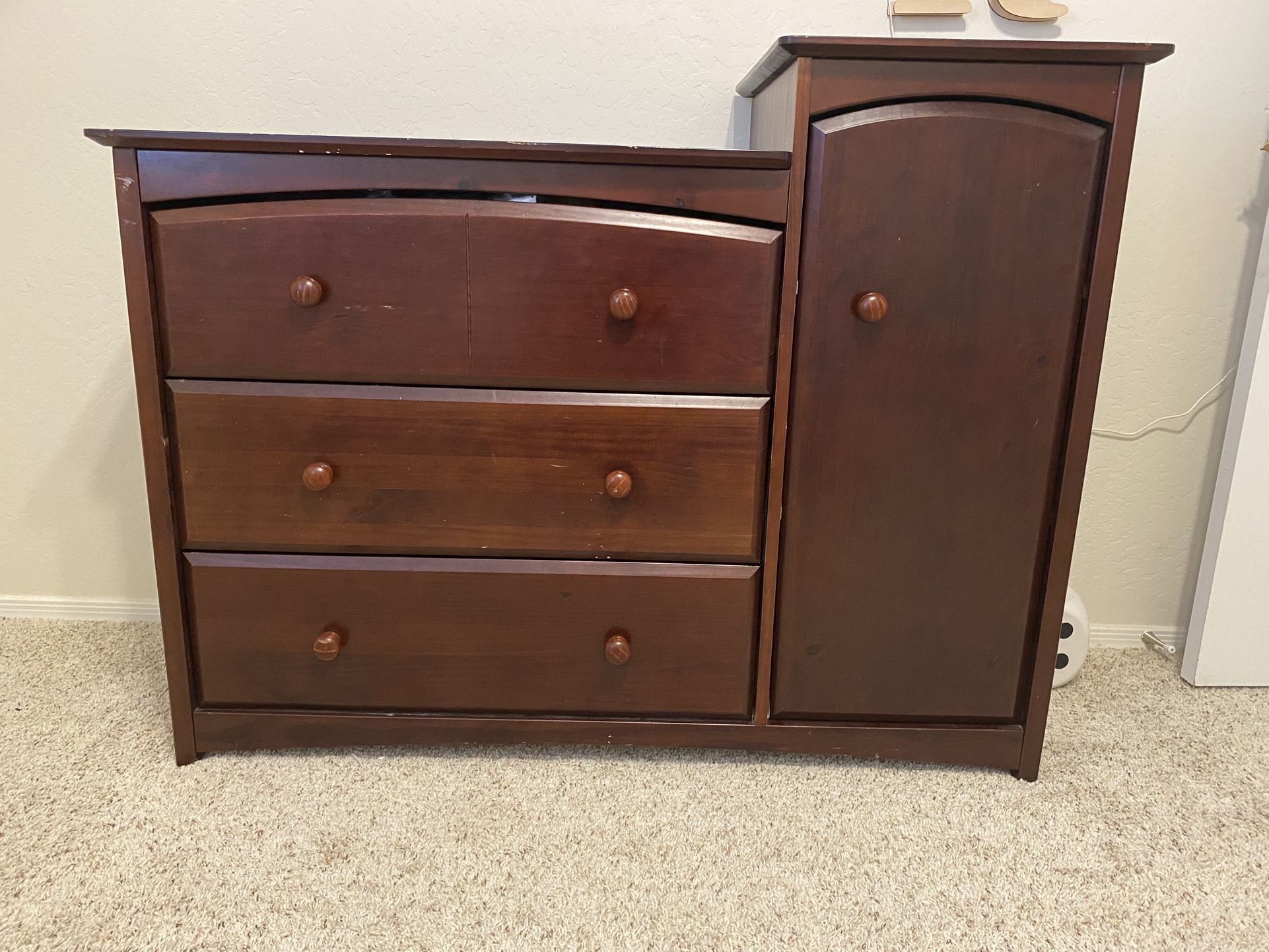 Cherry Wood Dresser/changing Table