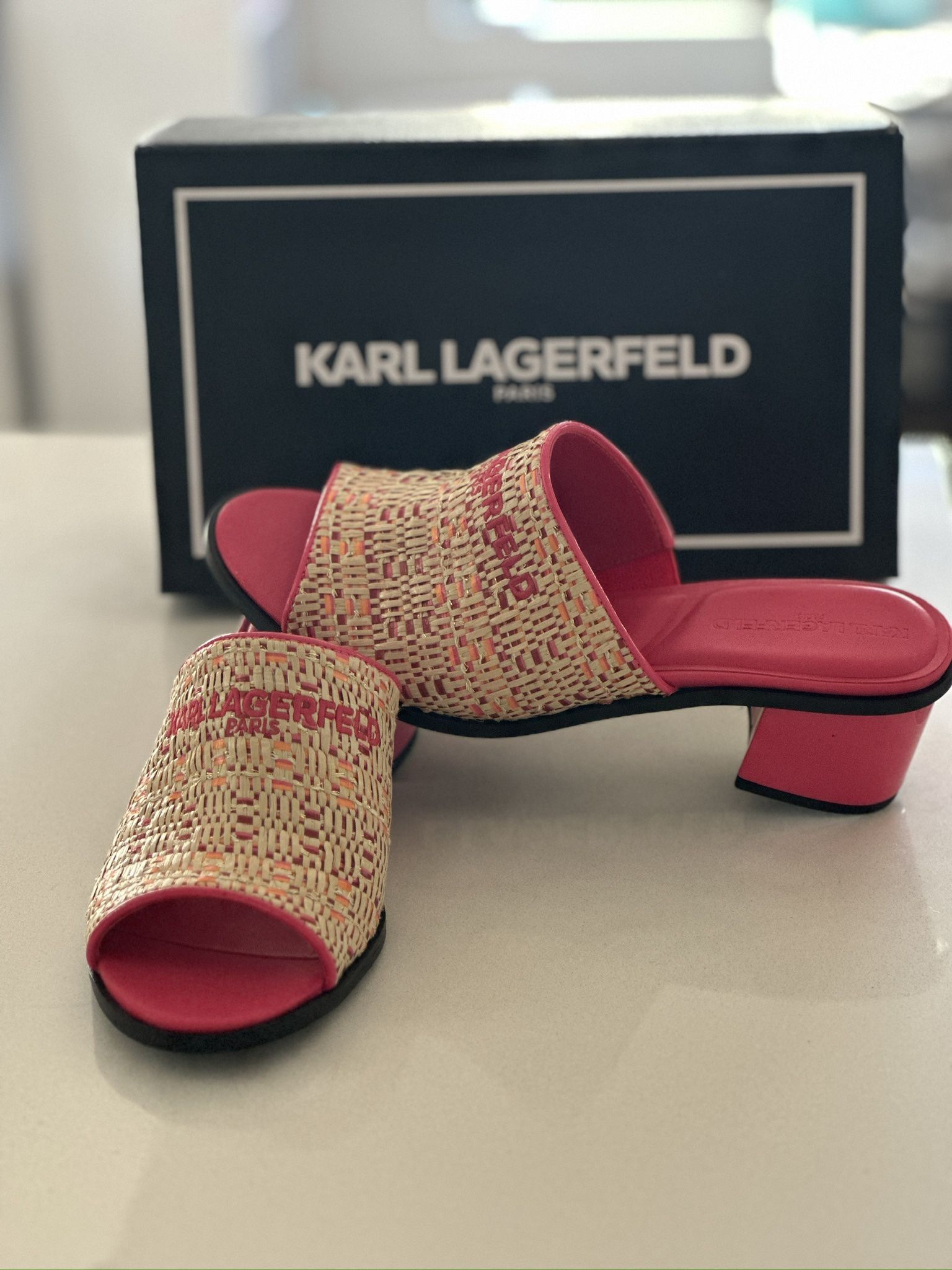 Karl Lagerfeld Paris Pink Mules NEW!