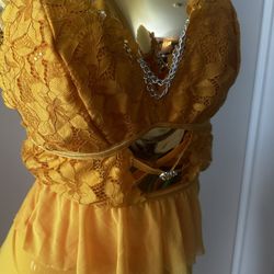Yellow Lingerie Sleep Wear (2pieces)