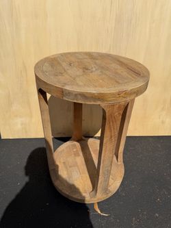 Round Wood Side Table with Open Base