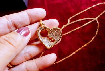 Love Key Gold Plated Necklace 18"