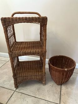 Wicker Shelf and basket vintage