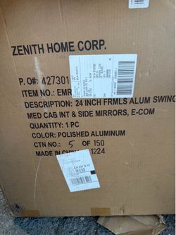 Zenith 24-Inch Aluminum Swing Medicine Cabinet with Side Mirrors