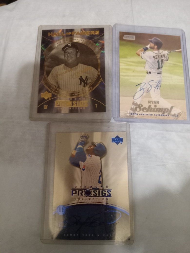 3 Autographed Baseball Card's