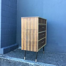 Gorgeous MCM Walnut Dresser With Brass Hardware And Modern Twist, Restored With Love 🖤