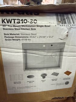 Fregadero de cocina KRAUS 30" empotrable nuevo