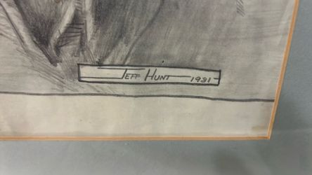 Framed pencil drawing by Jeff Hint