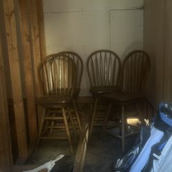 Four Wood Dining Room/bar Chairs 