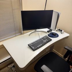 Babin Adjustable Glass Top Metal Base Standing Desk