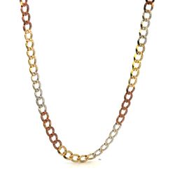 Men’s Or Woman’s 10k Tri-Toned Rose White Yellow Gold 20” Inch Curb Chain Necklace 4.94mm GP3102703