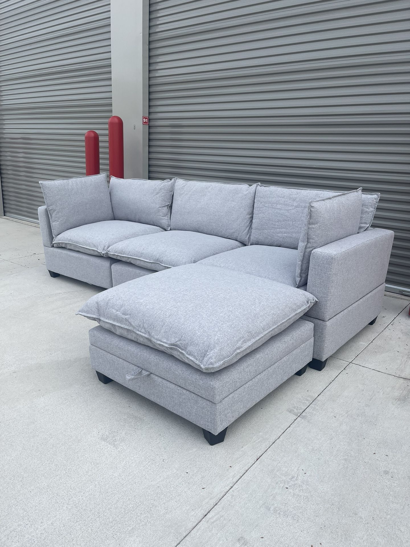 Brand New Cloud Sectional Couch With Storage Ottoman