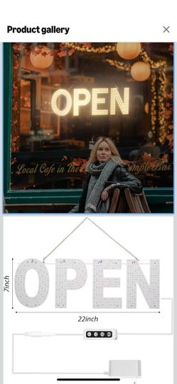 LED Open Sign for Business,22"x7" Dimmable Brightness Large Electric Light Up Sign, Hanging Installation for Store Restaurant Office Bar Hotel Salon (