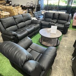 Recliner 3 Pcs Sofa Set / Juego de sofás reclinables de 3 piezas