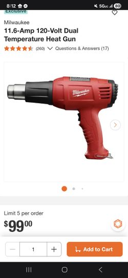 Milwaukee
11.6-Amp 120-Volt Dual Temperature Heat Gun