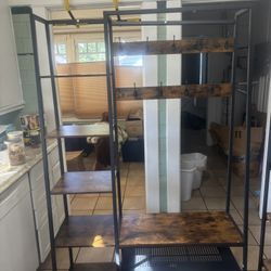 🏡 Wood & Metal Coat Rack + Shoe Storage + Bookcase – $40 (USC Area, Exposition Blvd & Western Ave)