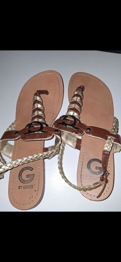 Guess Women's Brown & Gold Flat Sandals Size 9 1/2