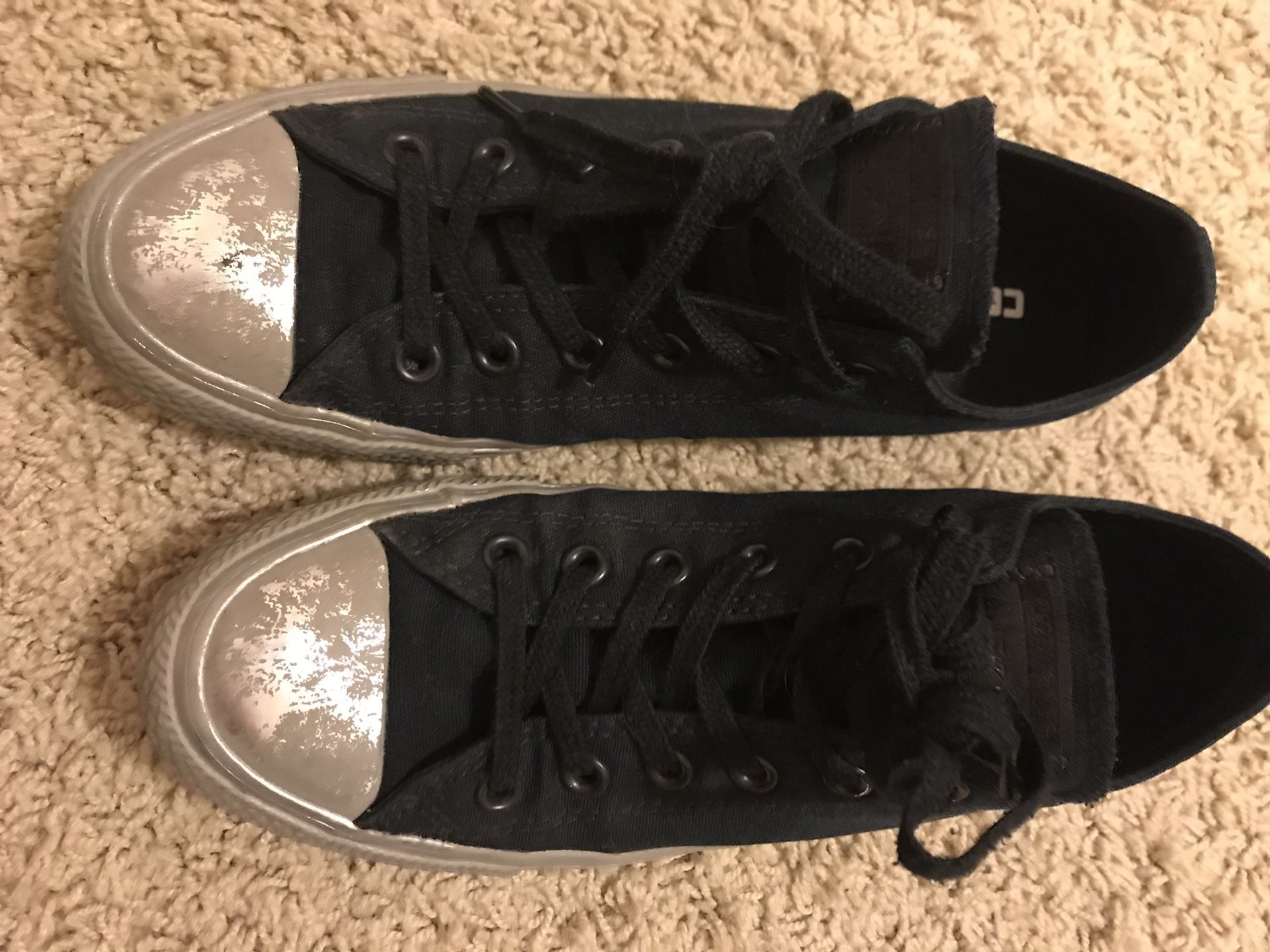 Black Converse with silver rubber