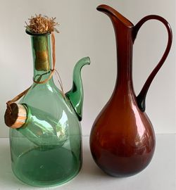 2 Vintage Blown Glass Pitchers/Decanters