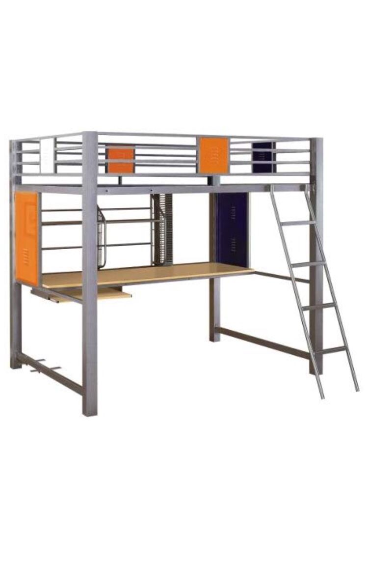 Loft Bed w/ Desk, Powell Locker Style Full