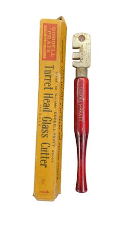 Vintage 1920s Goodell-Pratt No. 1 Turret Head Glass Cutter In Its Original Yellow Box.