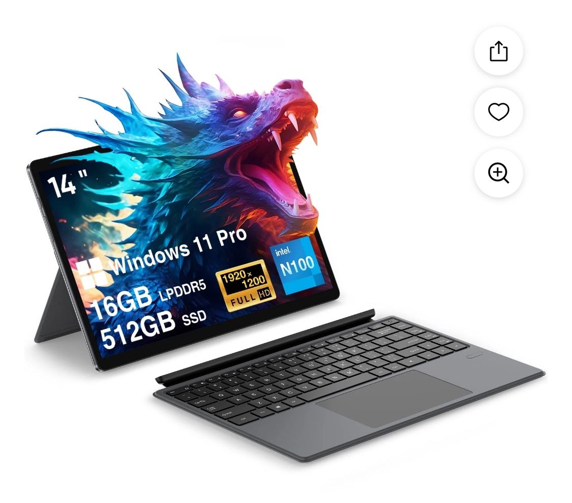14" Tablet+KeyBoard+Stylus Pen,512G SSD 16G RAM,Windows 11 Pro,12th Gen Intel