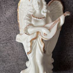 Guardian Angel Porcelain Candle Holder With Gold Trim 