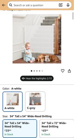 Regalo Safety 36" Extra Tall Baby Gate for Doorways & Bottom of Stairs, Pressure Mounted Walk Through Gate for Babies, Toddlers & Pets, Tested & Safe 