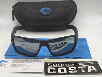 New 100 % Authentic Costa Fantail PRO black frame and silver mirrored 580g lenses ( glass lenses not polycarbonate)