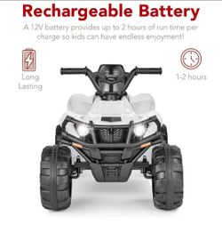 12V Kids Ride-On 4-Wheeler Quad ATV Car w/ 2.4mph Max, Bluetooth, Headlights