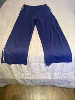 Navy blue baggy sweatpants with white side stripes size Large