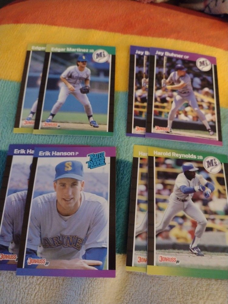 Baseball Bundle Donruss 89 Mariner Cards, Edgar, Buhner, Reynolds, Hanson , Alvin Davis Cash Porch Pickup Redmond 